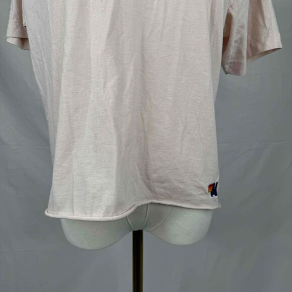 Aviator Nation Cream Short Sleeve T Shirt With Heart Patch Medium Soft Flawed - Picture 4 of 15